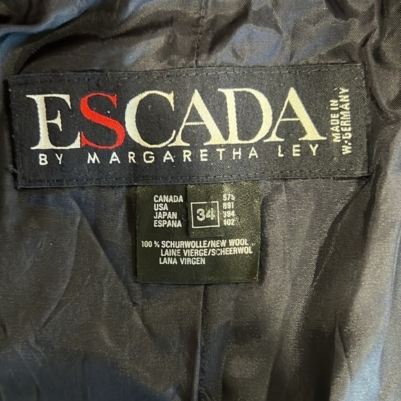 ESCADA by Margaretha Ley Blazer 34 Vintage Double New Wool Gold Buttons Black - Picture 11 of 12